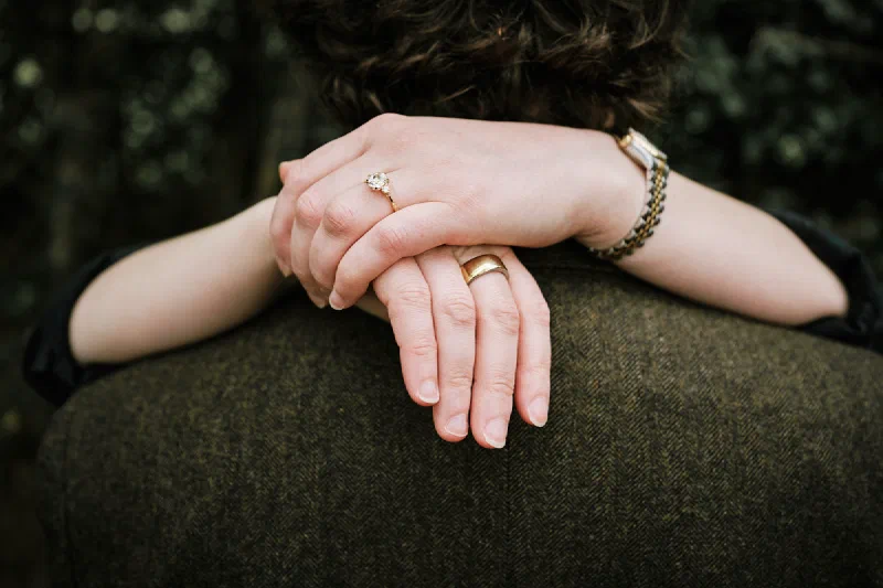 A close photograph of engagement rings after a Durham proposal